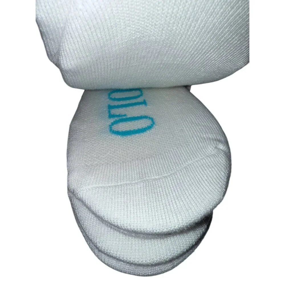 Polo Ralph Lauren No Show Non-Slip Socks 6 Pair White Color Logo Size 9 - 11 NEW